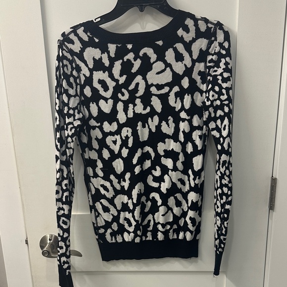 Express Black and White Animal Print Sweater - Picture 3 of 3